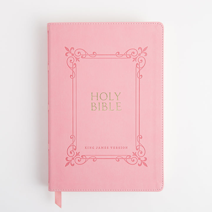 KJV Holy Bible - Large Print - Cross References - Leathersoft - Pink - Red Letter