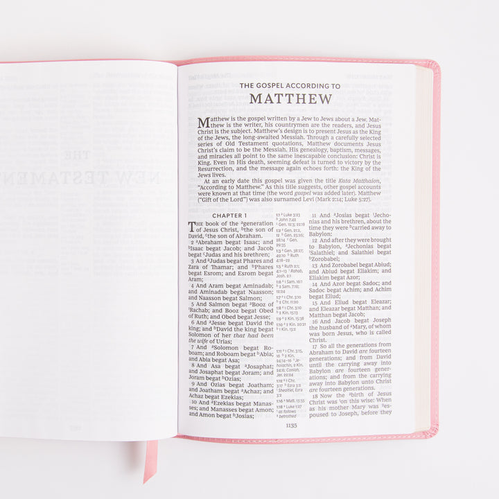 KJV Holy Bible - Large Print - Cross References - Leathersoft - Pink - Red Letter