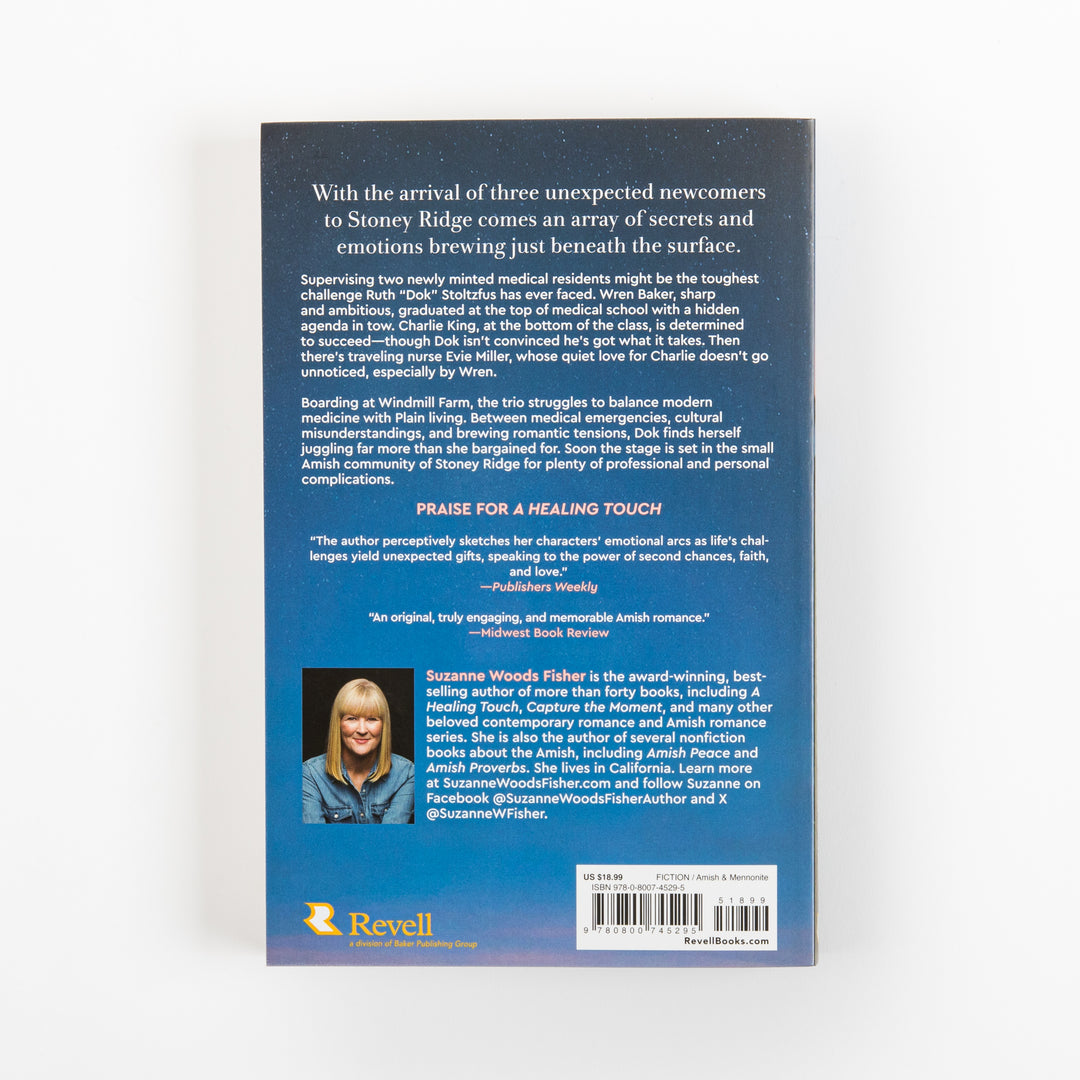 Back cover of A Hidden Hope against a blue starry sky, with white book summary text, praise quotes for the author&