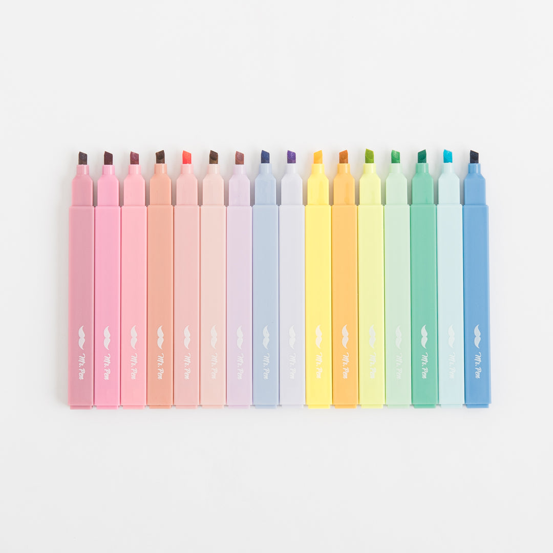 Aesthetic Highlighters - 16 pcs - Chisel Tip - Non Bleed