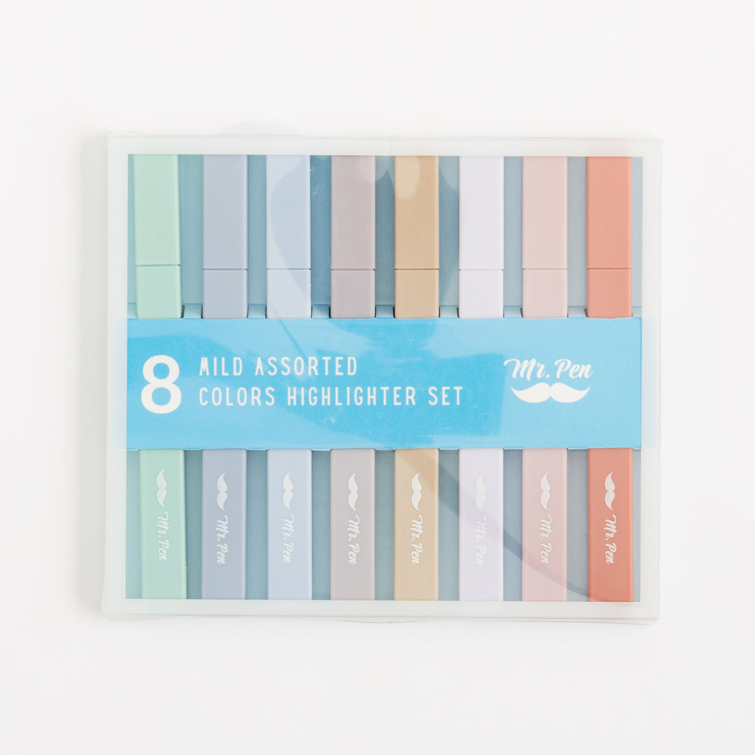 Aesthetic Highlighters - 8 pcs - Chisel Tip - Assorted Colors - No Bleed