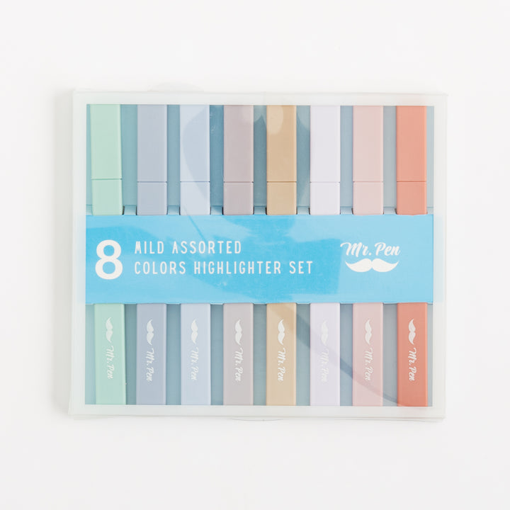 Aesthetic Highlighters - 8 pcs - Chisel Tip - Assorted Colors - No Bleed
