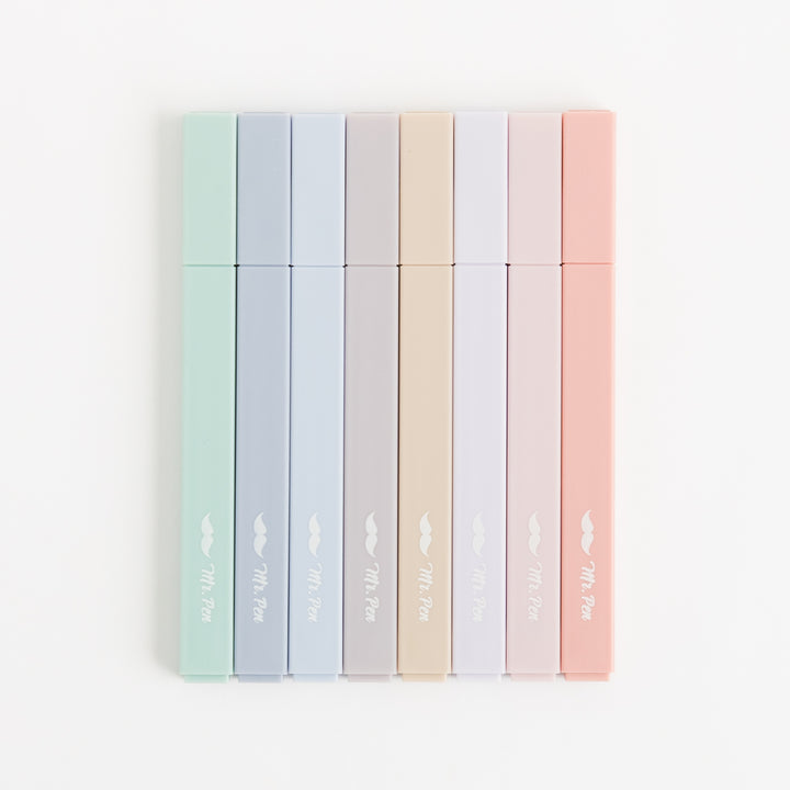Aesthetic Highlighters - 8 pcs - Chisel Tip - Assorted Colors - No Bleed