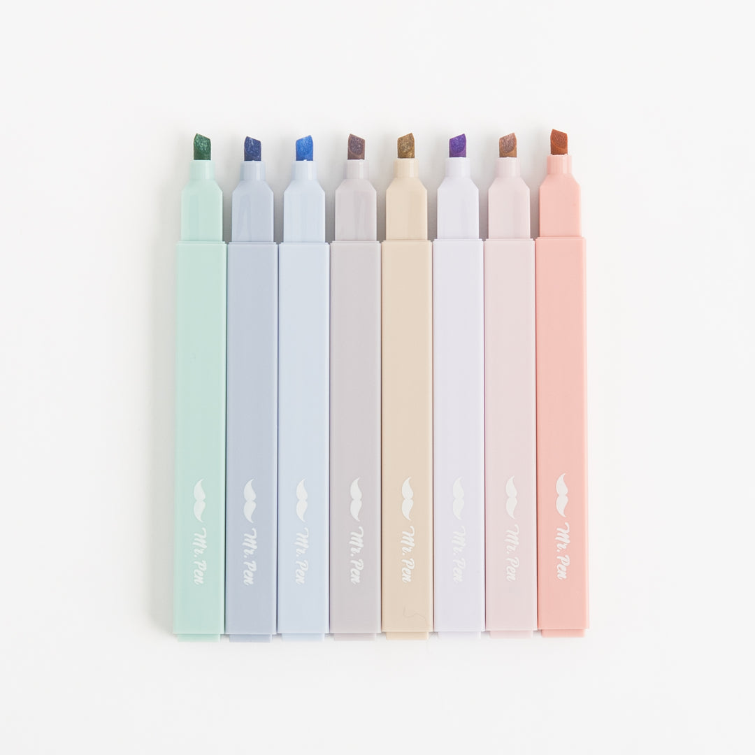 Aesthetic Highlighters - 8 pcs - Chisel Tip - Assorted Colors - No Bleed