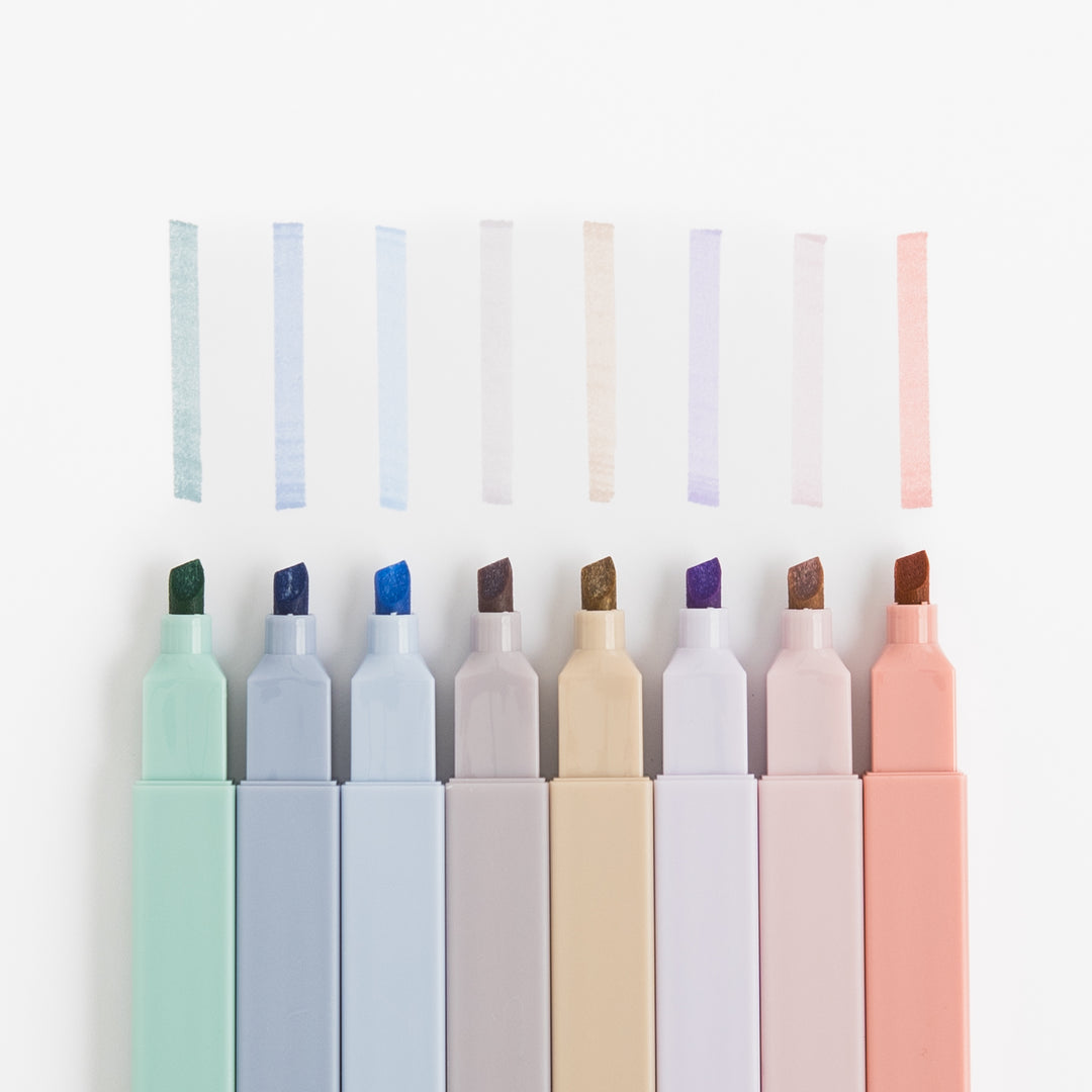 Aesthetic Highlighters - 8 pcs - Chisel Tip - Assorted Colors - No Bleed