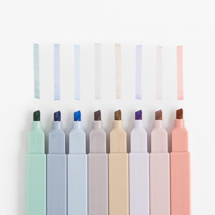 Aesthetic Highlighters - 8 pcs - Chisel Tip - Assorted Colors - No Bleed