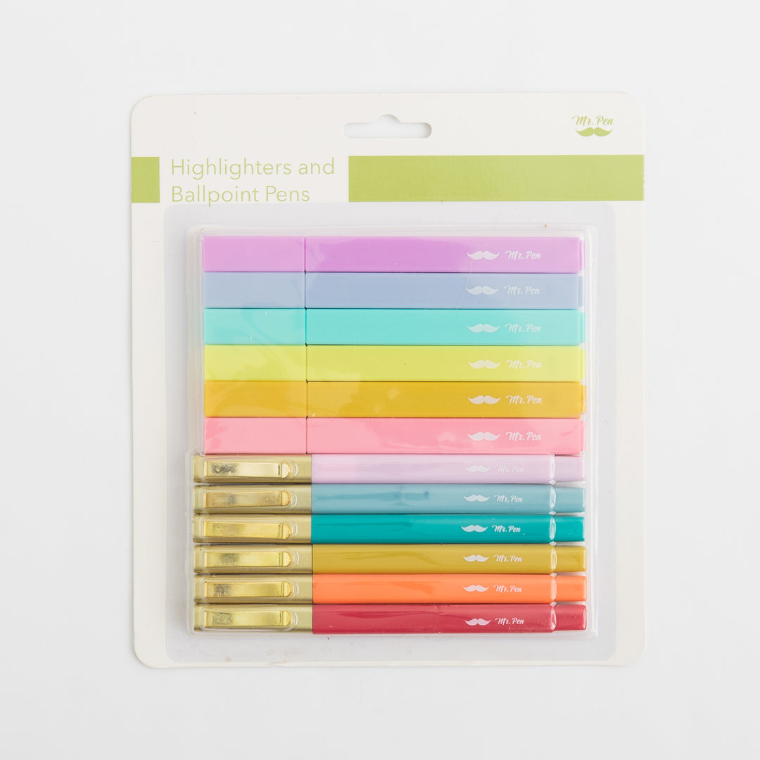 Aesthetic Highlighters and Pens - 12 Pack - No Bleed