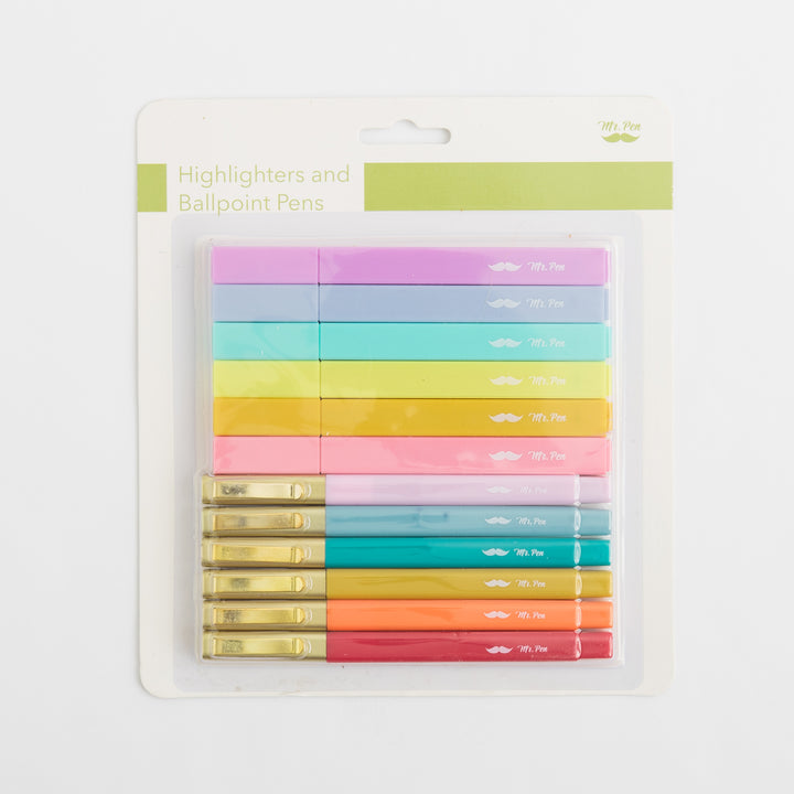 Aesthetic Highlighters and Pens - 12 Pack - No Bleed