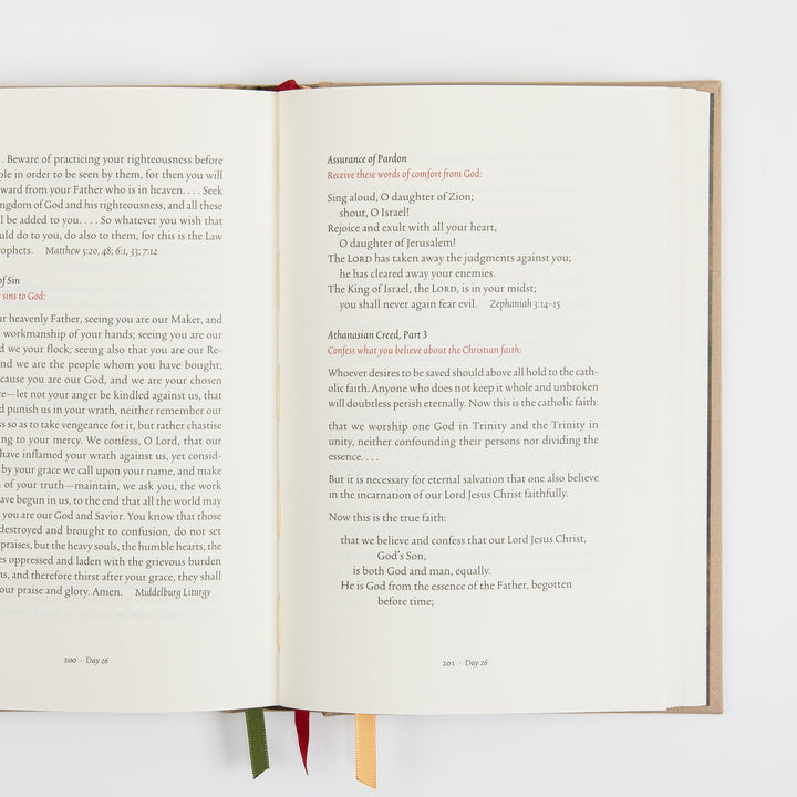 Open interior spread (pages 200-201) continuing Day 26, with red subheadings for &