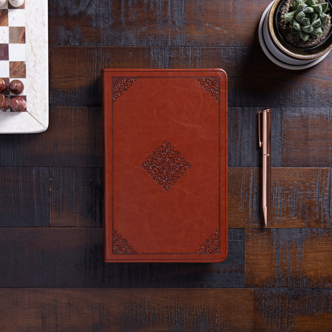 ESV Large Print Value Thinline Bible - Tan - TruTone - Ornament Design