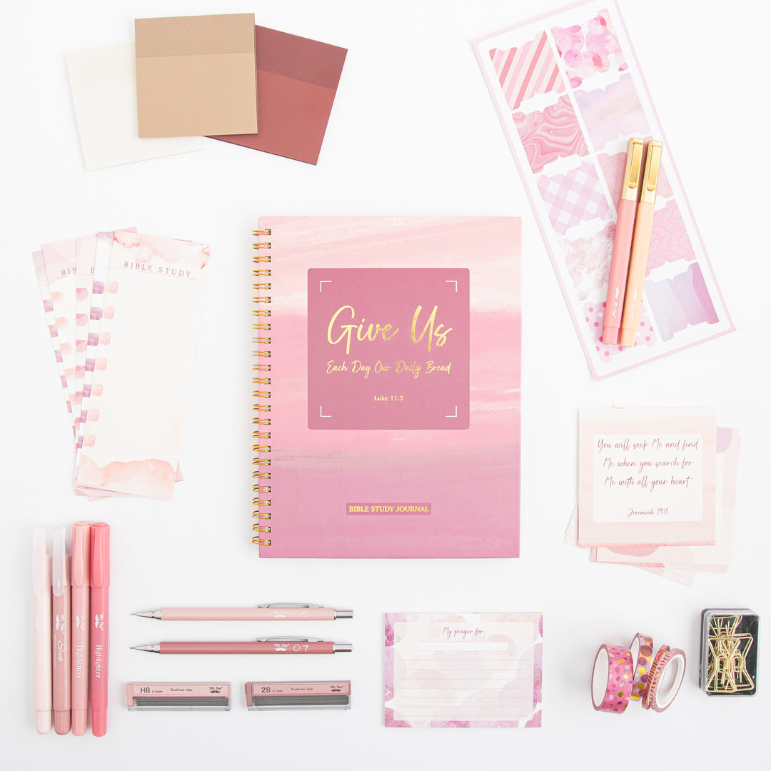 Bible Journaling Kit - Pink - Bible Highlighters and Pens - No Bleed - Bible Study Kit - Bible Journaling Kit for Gift