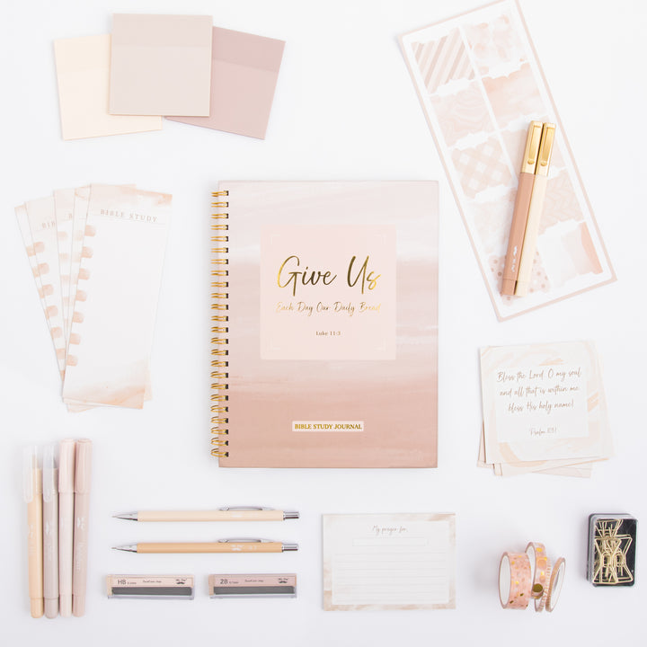 Bible Journaling Kit for Women - Golden Blush Color Theme - Bible Study Supplies Journaling Kit