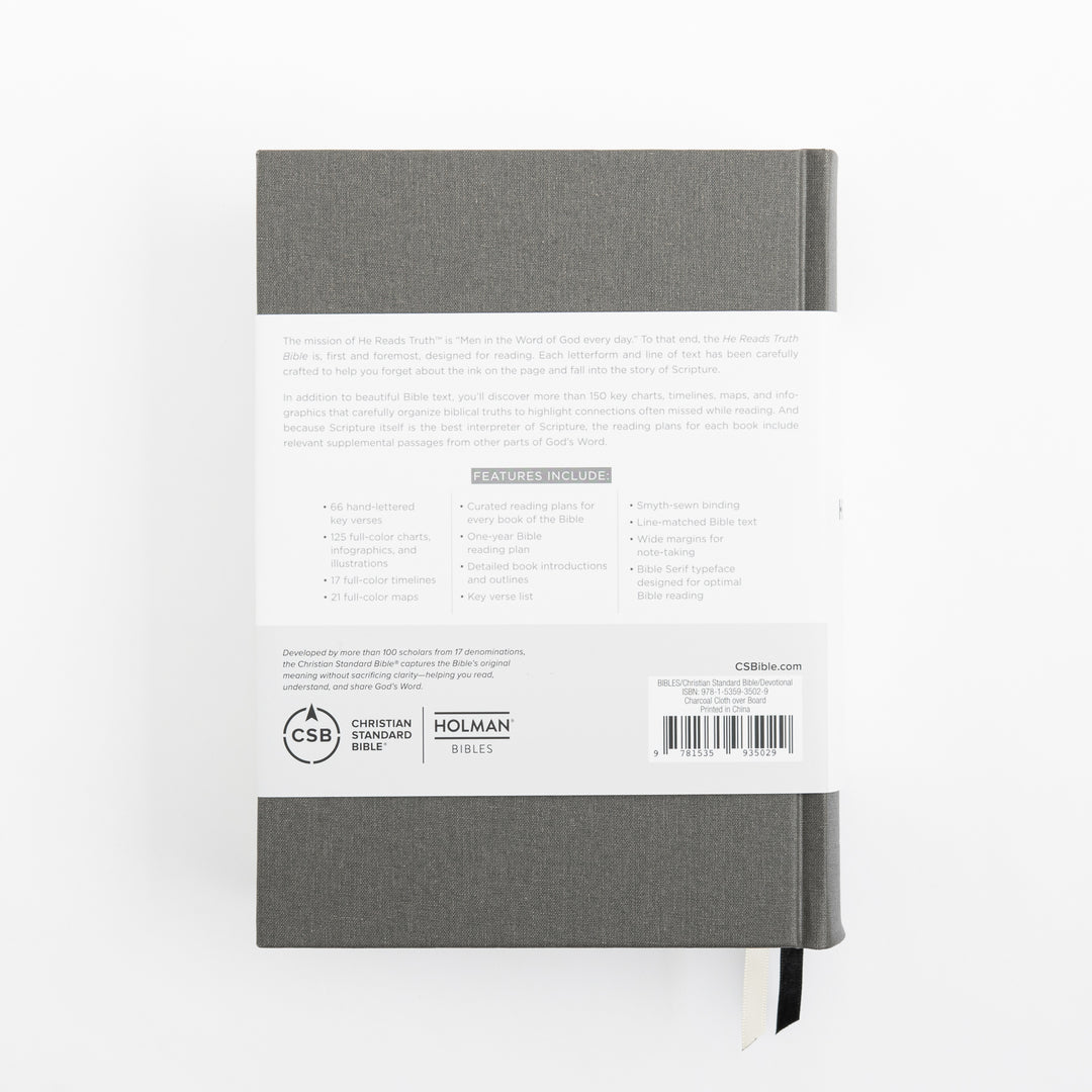 CSB He Reads Truth Bible - Charcoal - Cloth over Board