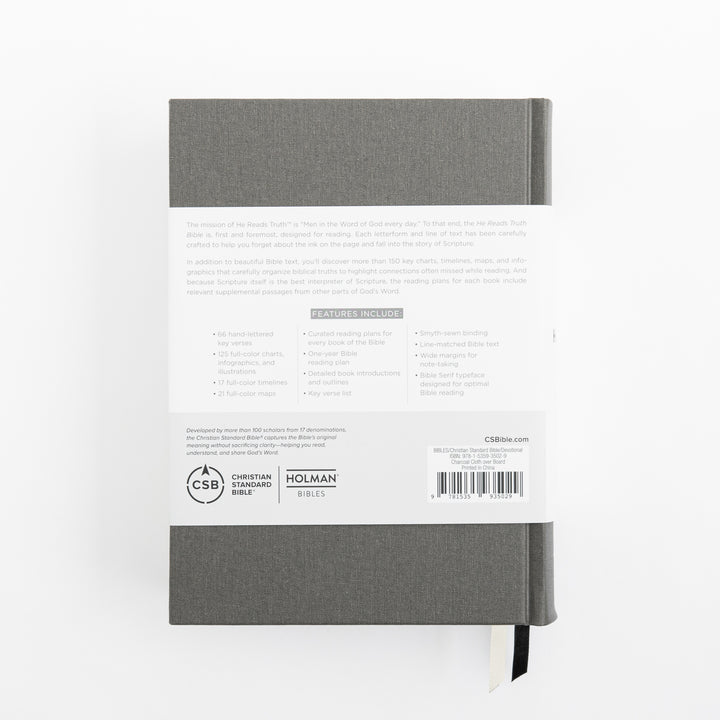 CSB He Reads Truth Bible - Charcoal - Cloth over Board