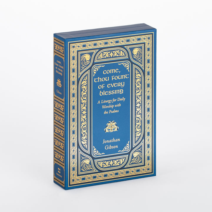 Angled product shot of the navy blue slipcase for &