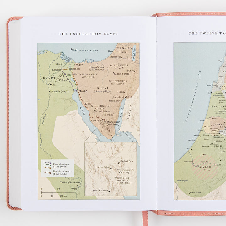 ESV Giant Print Bible, Red Letter, Blush Rose TruTone Fleur-de-lis – interior spread 6, 12.5-point double-column text