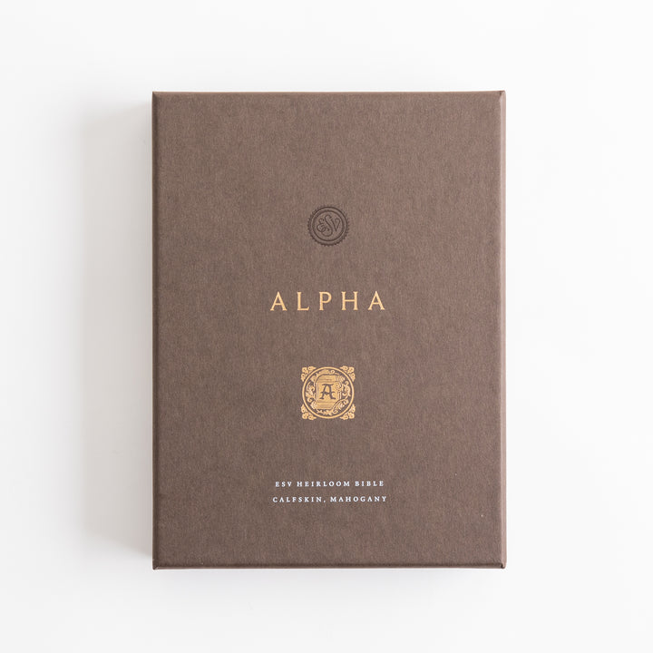 ESV Heirloom Bible, Alpha Personal Size - Calfskin, Mahogany