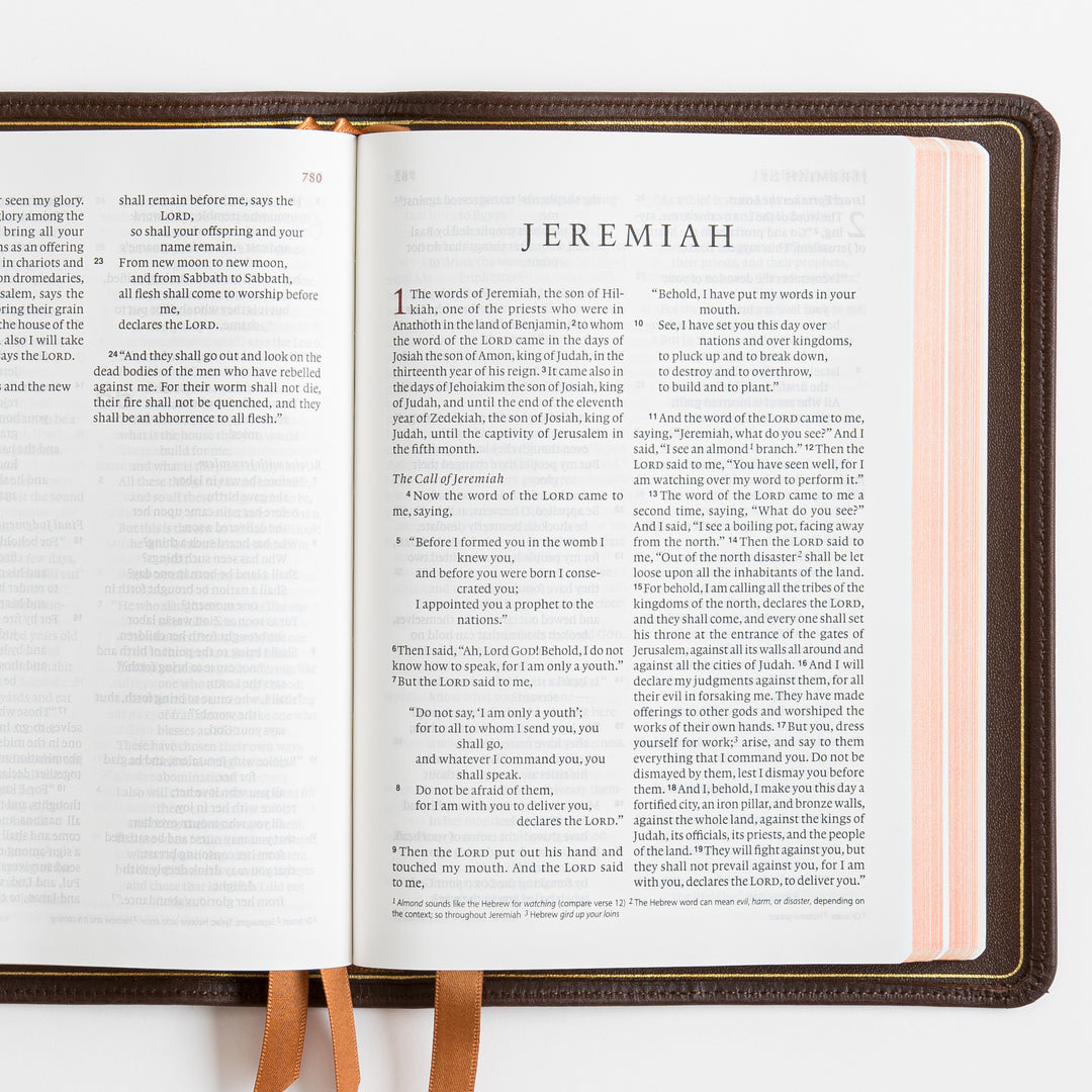 ESV Heirloom Bible, Alpha Personal Size - Calfskin, Mahogany