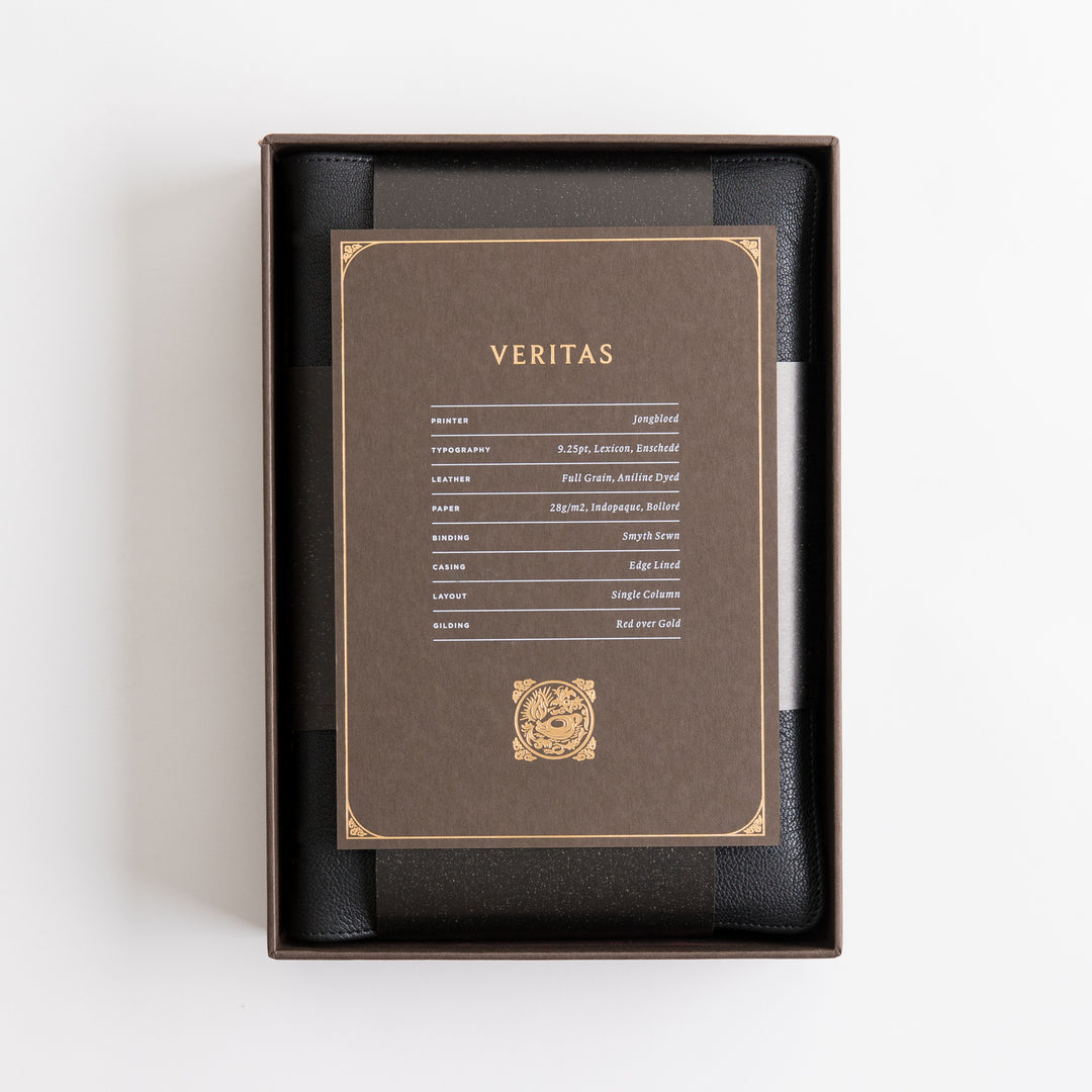 ESV Heirloom Bible, Veritas Single Column - Goatskin, Black