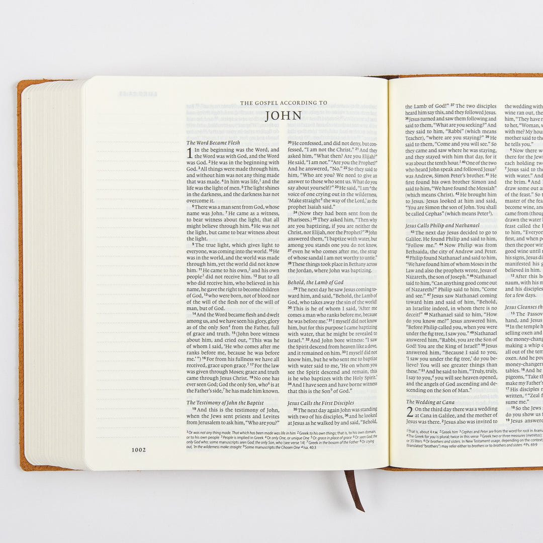ESV Journaling Bible - Brown - Natural Leather - Flap with Strap