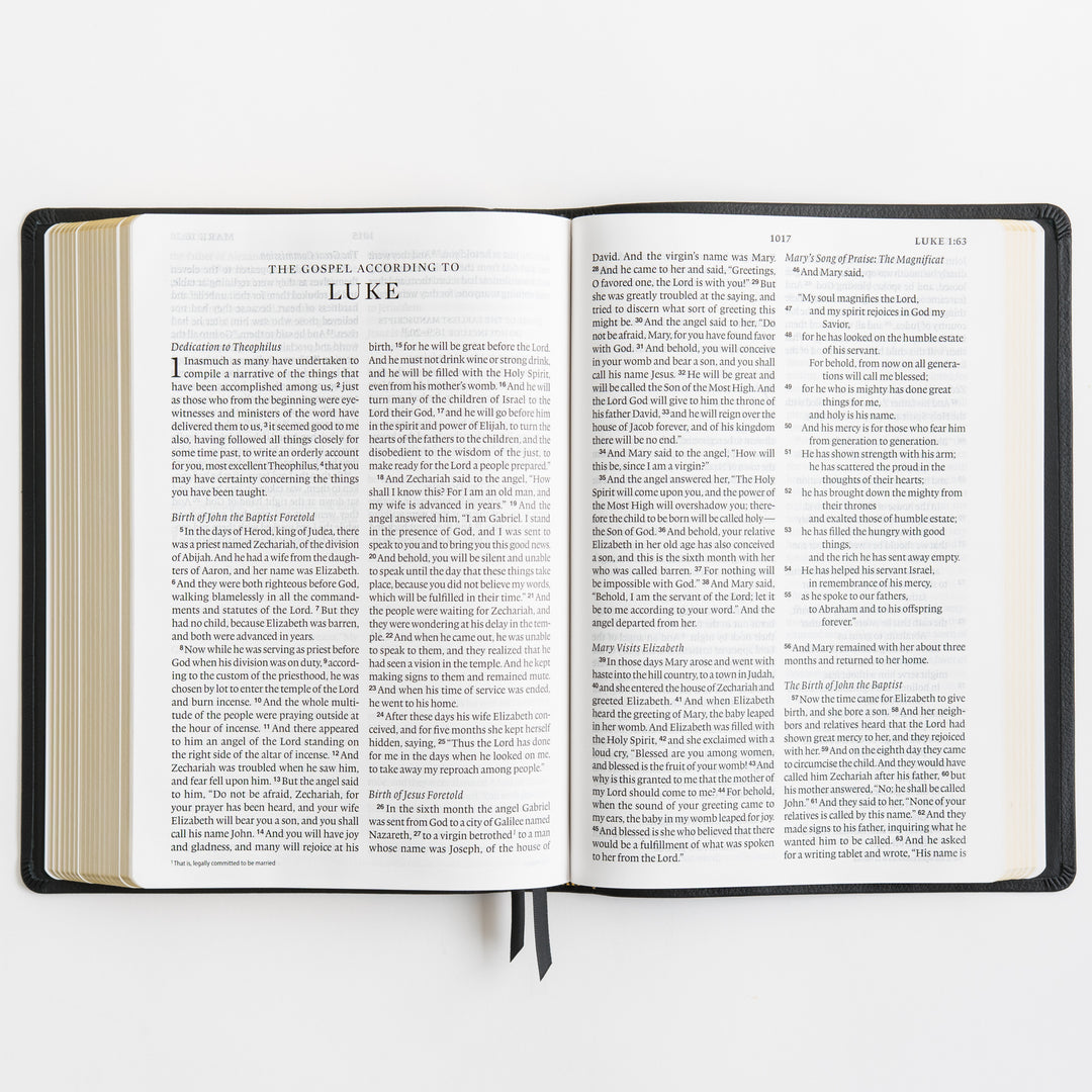 ESV Large Print Bible - Top Grain Leather, Black