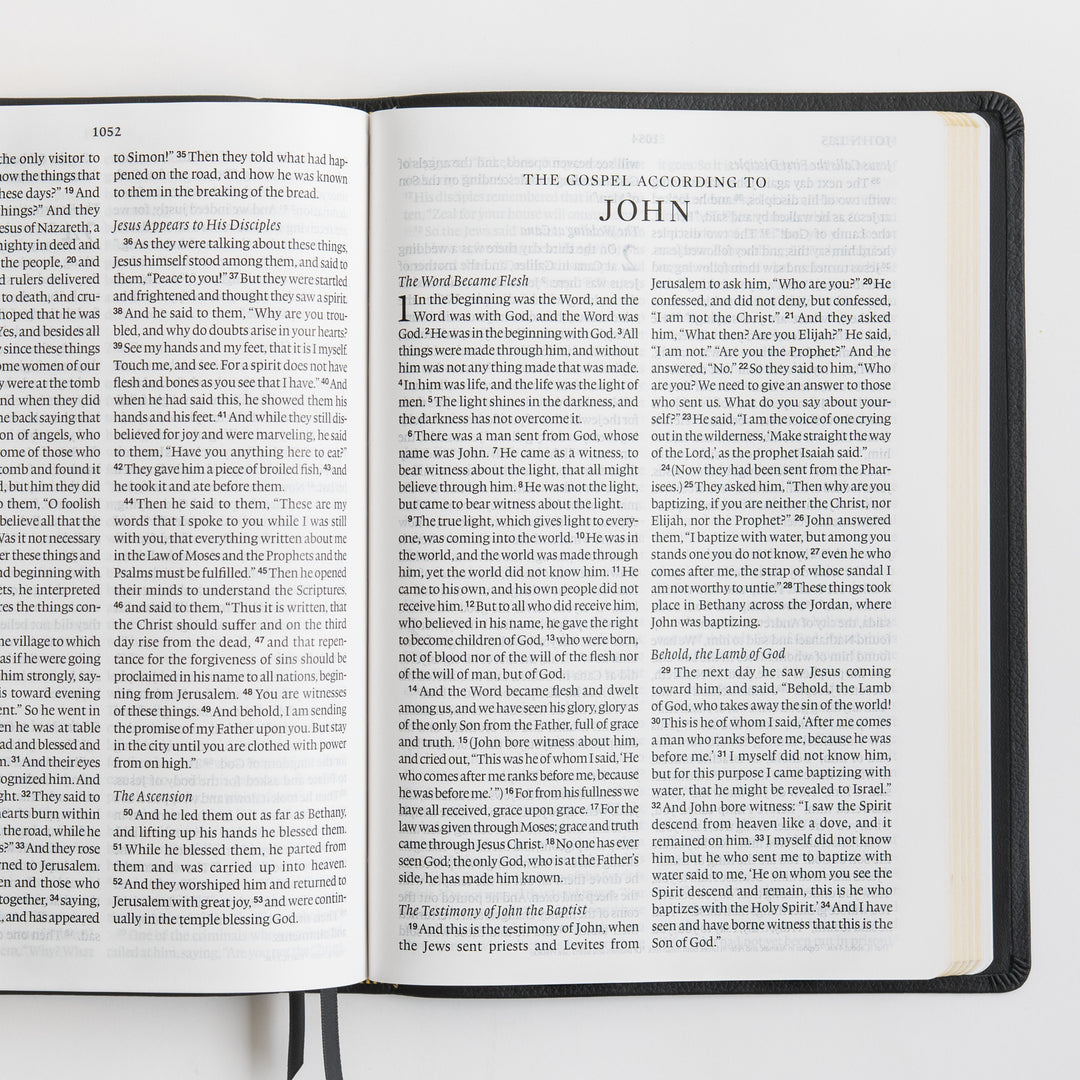ESV Large Print Bible - Top Grain Leather, Black