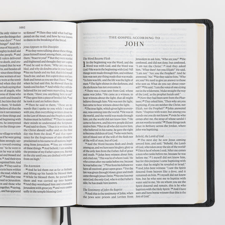 ESV Large Print Bible - Top Grain Leather, Black