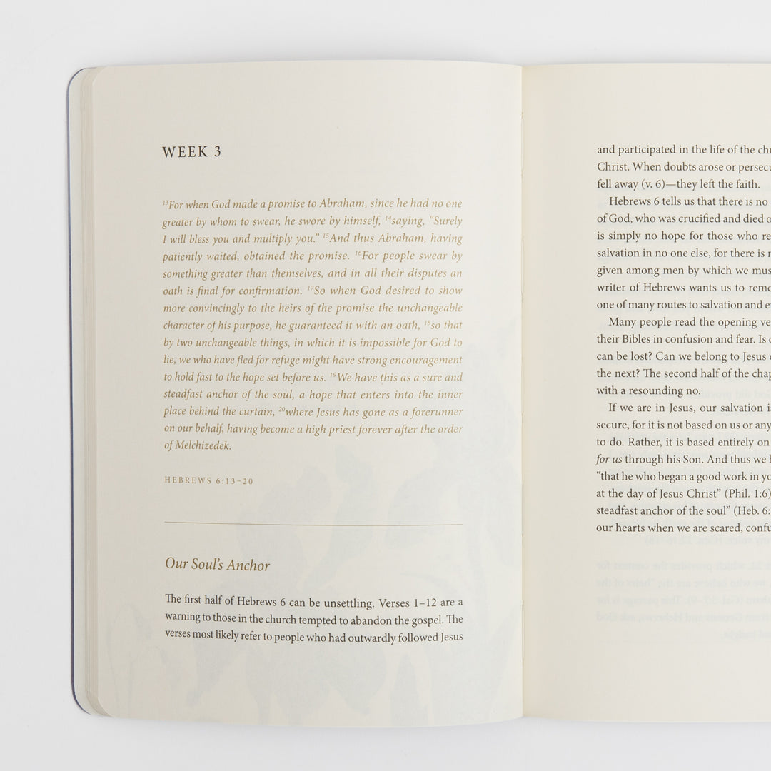 Open interior spread of the prayer journal. The left page is headed &