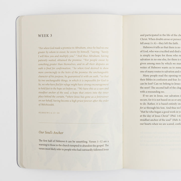 Open interior spread of the prayer journal. The left page is headed &