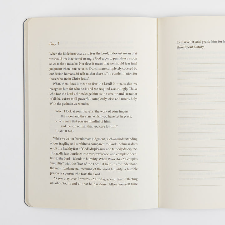 Open pages of the Humility scripture journal showing a &