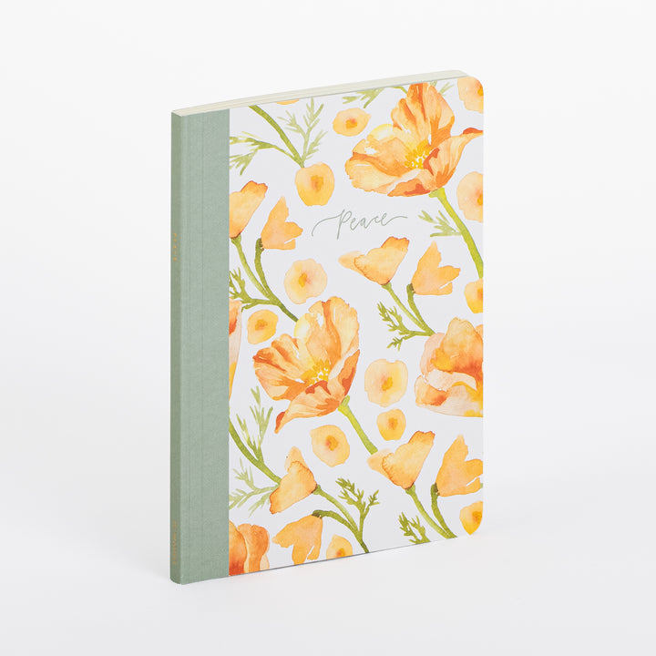 Three-quarter angled view of the ESV Prayer Journal: 30 Days on Peace standing upright, showing the book&