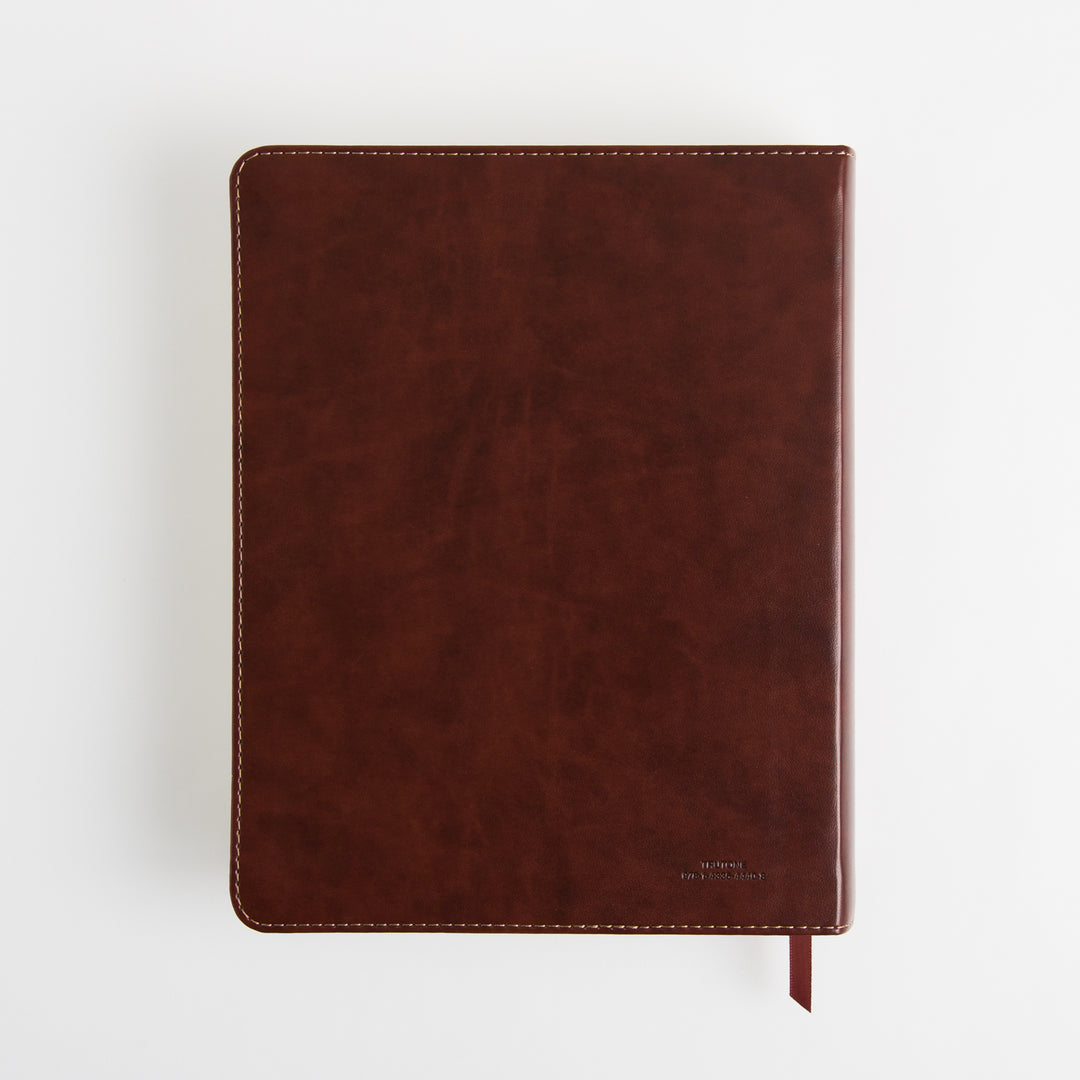 ESV Single Column Journaling Bible - Trutone - Chestnut - Leaves Design
