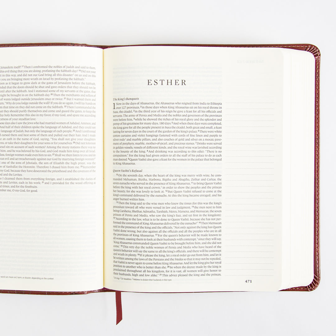 ESV Single Column Journaling Bible - Trutone - Chestnut - Leaves Design