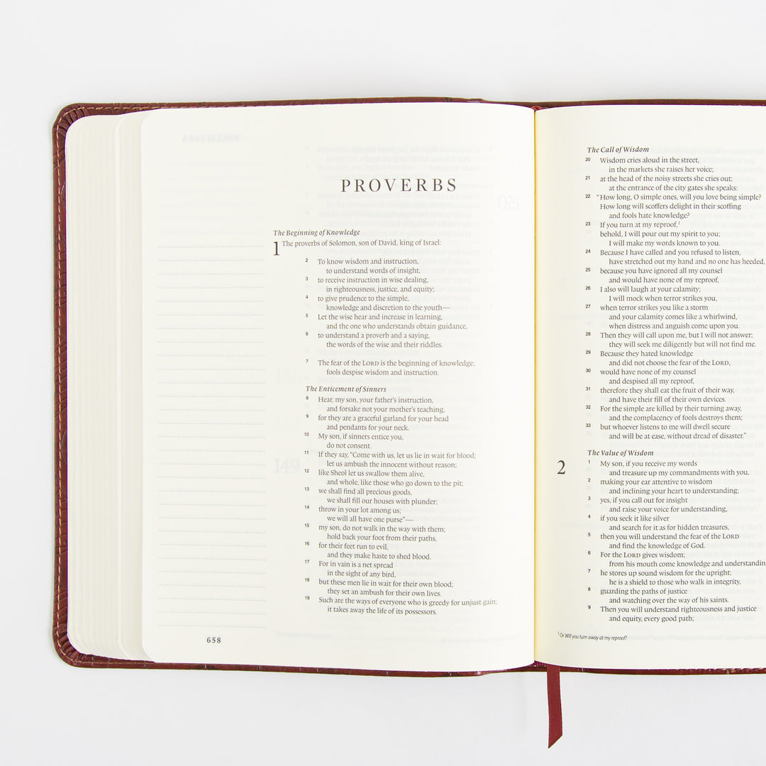 ESV Single Column Journaling Bible - Trutone - Chestnut - Leaves Design