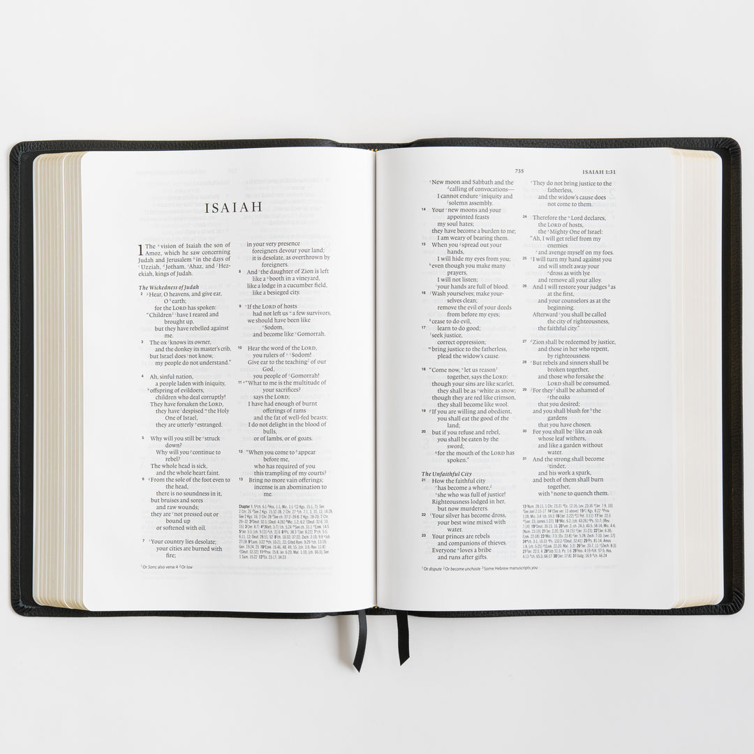 ESV Wide Margin Reference Bible, Red Letter - Top Grain Leather, Black