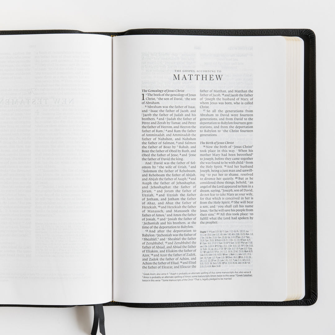 ESV Wide Margin Reference Bible, Red Letter - Top Grain Leather, Black
