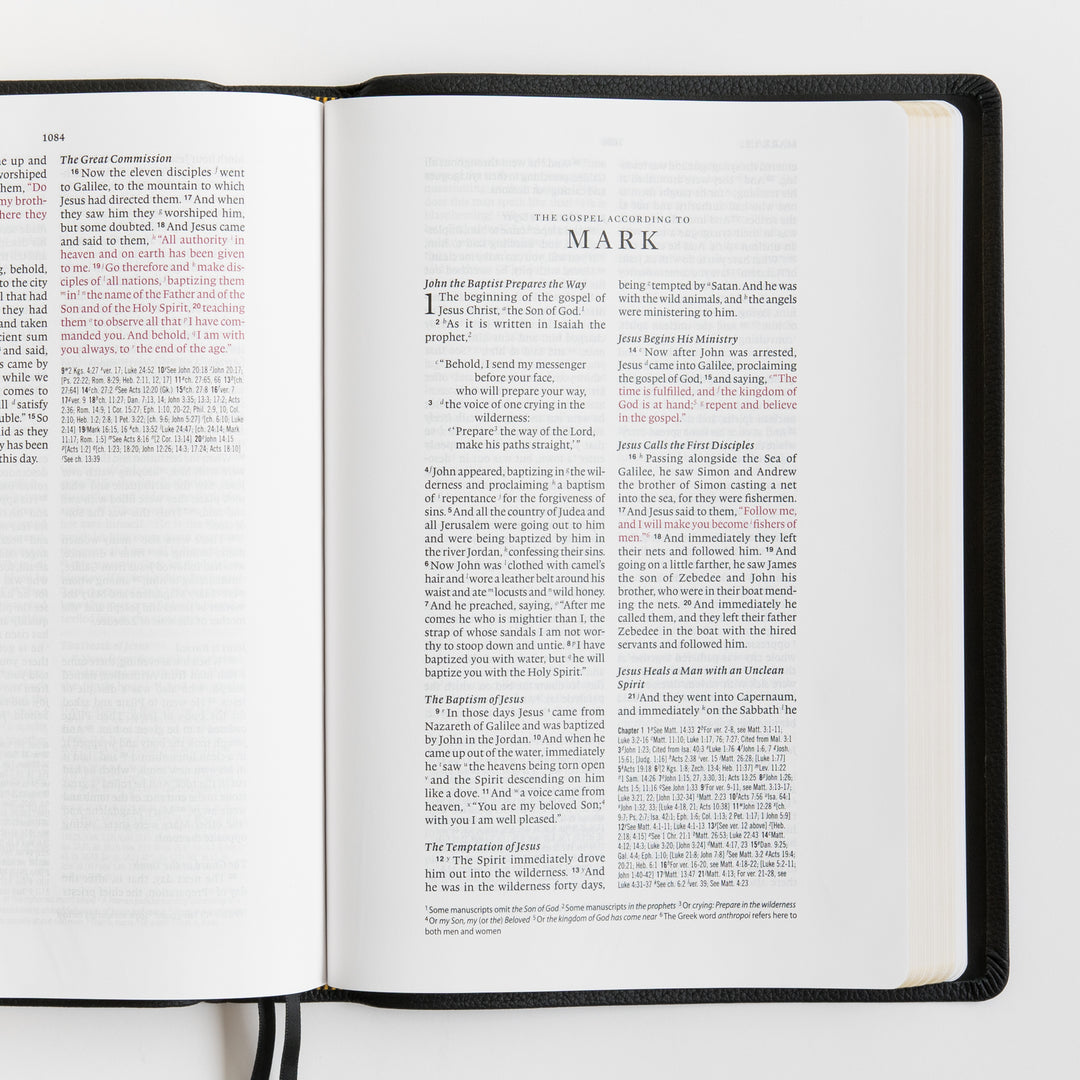 ESV Wide Margin Reference Bible, Red Letter - Top Grain Leather, Black
