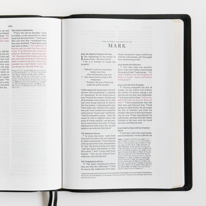 ESV Wide Margin Reference Bible, Red Letter - Top Grain Leather, Black