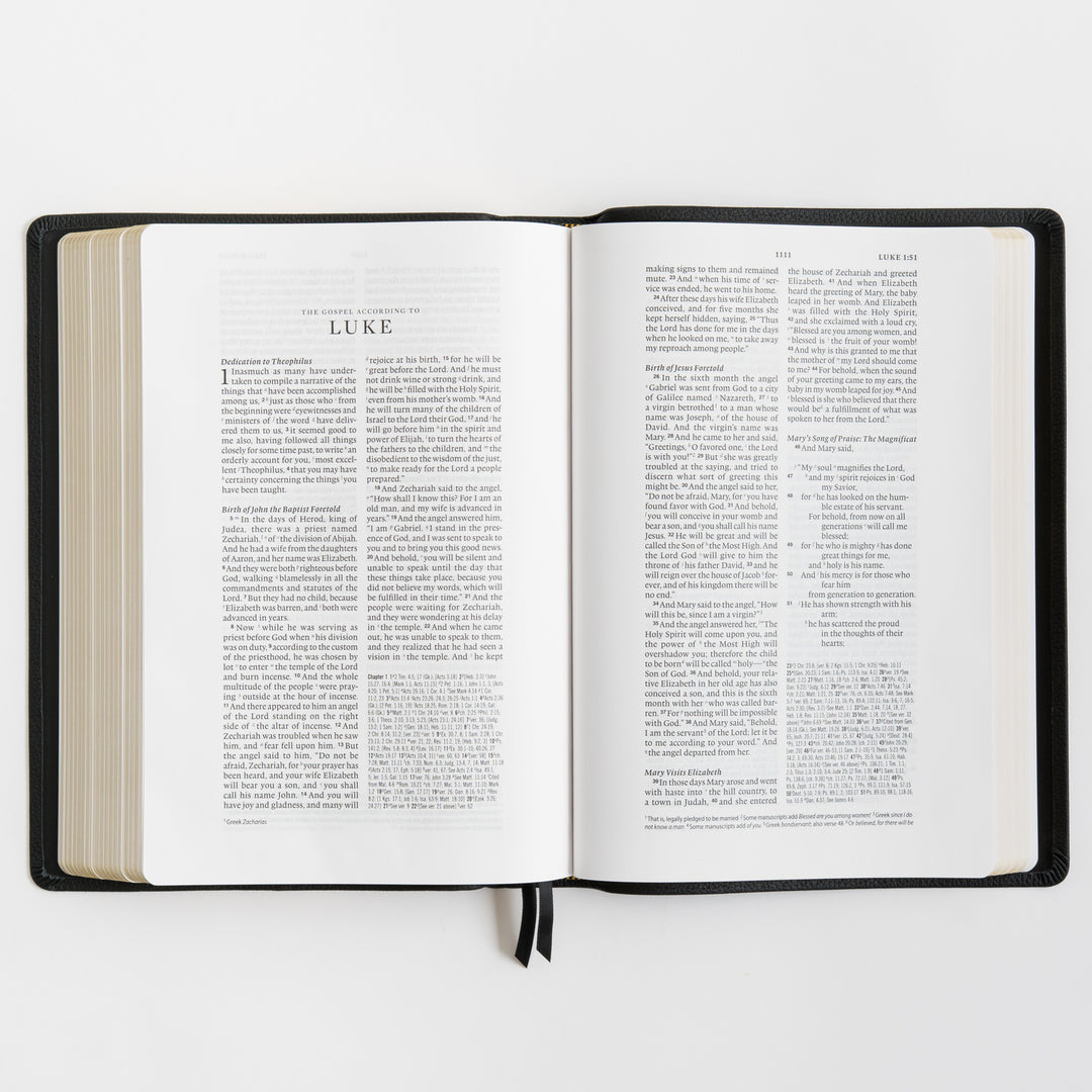 ESV Wide Margin Reference Bible, Red Letter - Top Grain Leather, Black