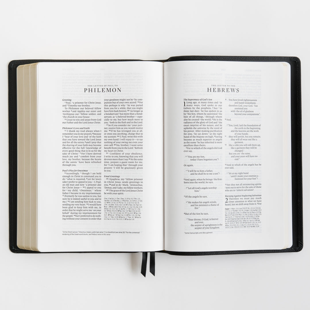 ESV Wide Margin Reference Bible, Red Letter - Top Grain Leather, Black