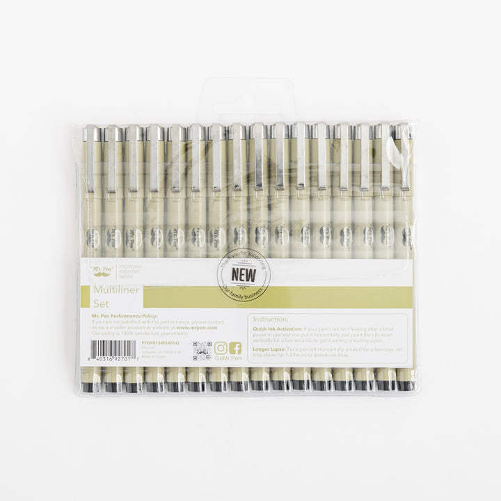 Fine Line 16 Pack Artist Multiliners - Black Bible Journaling Pens - Great for Drawing and Sketching - .05mm to 3mm