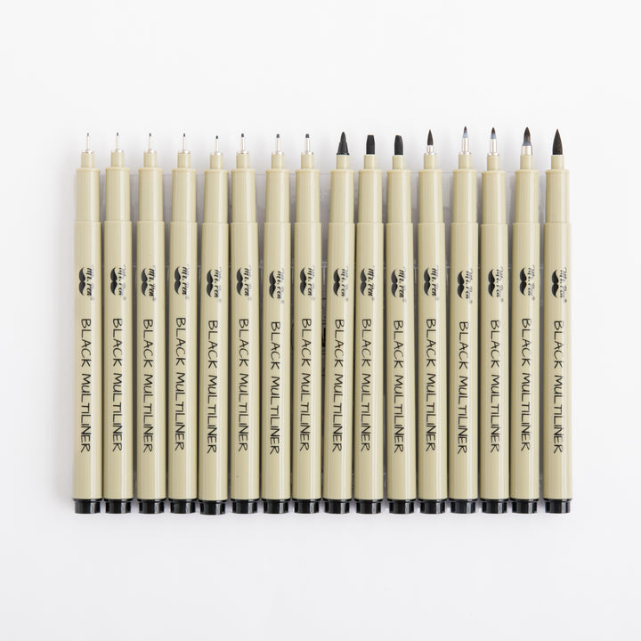 Fine Line 16 Pack Artist Multiliners - Black Bible Journaling Pens - Great for Drawing and Sketching - .05mm to 3mm