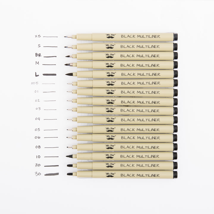 Fine Line 16 Pack Artist Multiliners - Black Bible Journaling Pens - Great for Drawing and Sketching - .05mm to 3mm