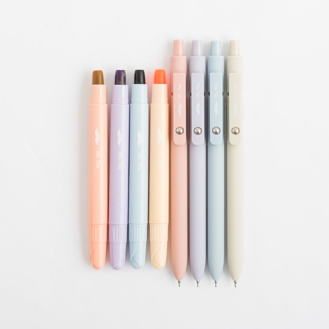Gel Highlighters and Pens - 8 Pack - Pastel Barrel - No Bleed Through - Bible Journaling Kit