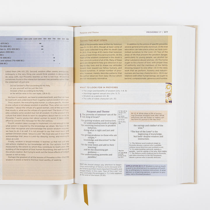 NIV Application Bible open to Proverbs 1, showing a &