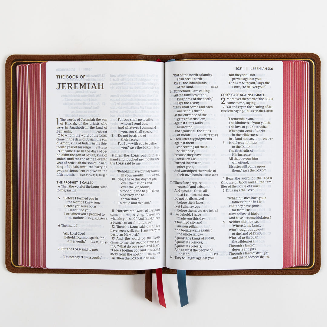 NKJV End-of-Verse Reference Bible - Large Print - Premium Goatskin - Brown, Premier Collection