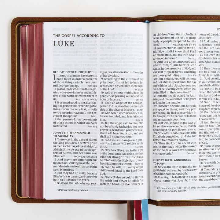 NKJV End-of-Verse Reference Bible - Large Print - Premium Goatskin - Brown, Premier Collection