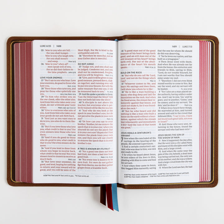 NKJV End-of-Verse Reference Bible - Large Print - Premium Goatskin - Brown, Premier Collection