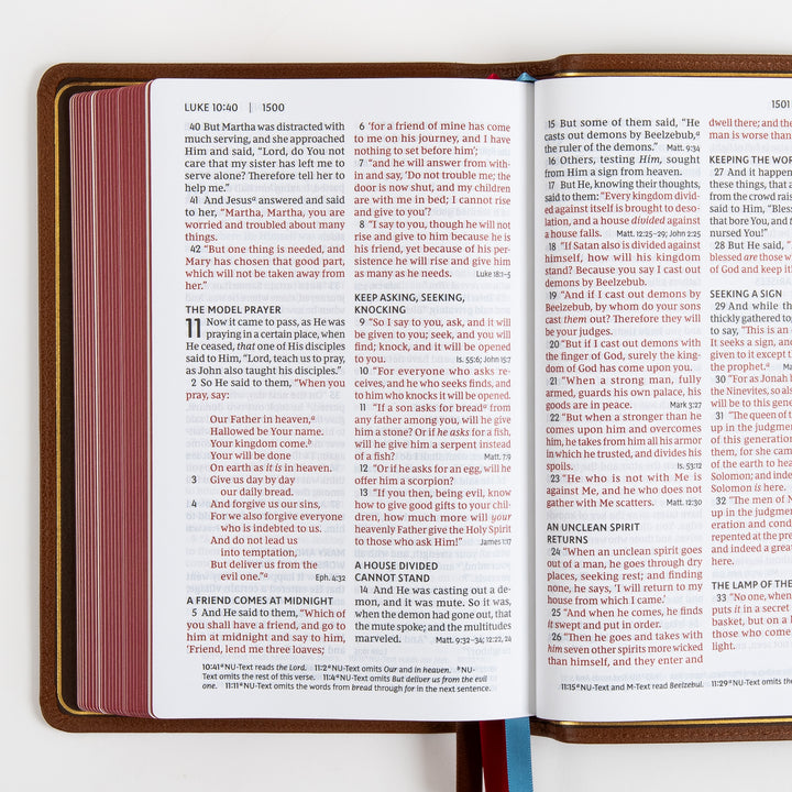 NKJV End-of-Verse Reference Bible - Large Print - Premium Goatskin - Brown, Premier Collection