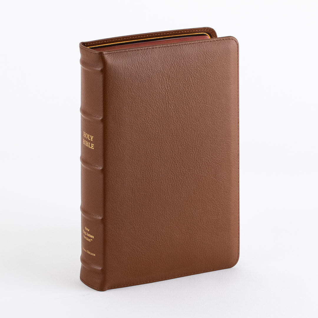 NKJV End-of-Verse Reference Bible - Large Print - Premium Goatskin - Brown, Premier Collection